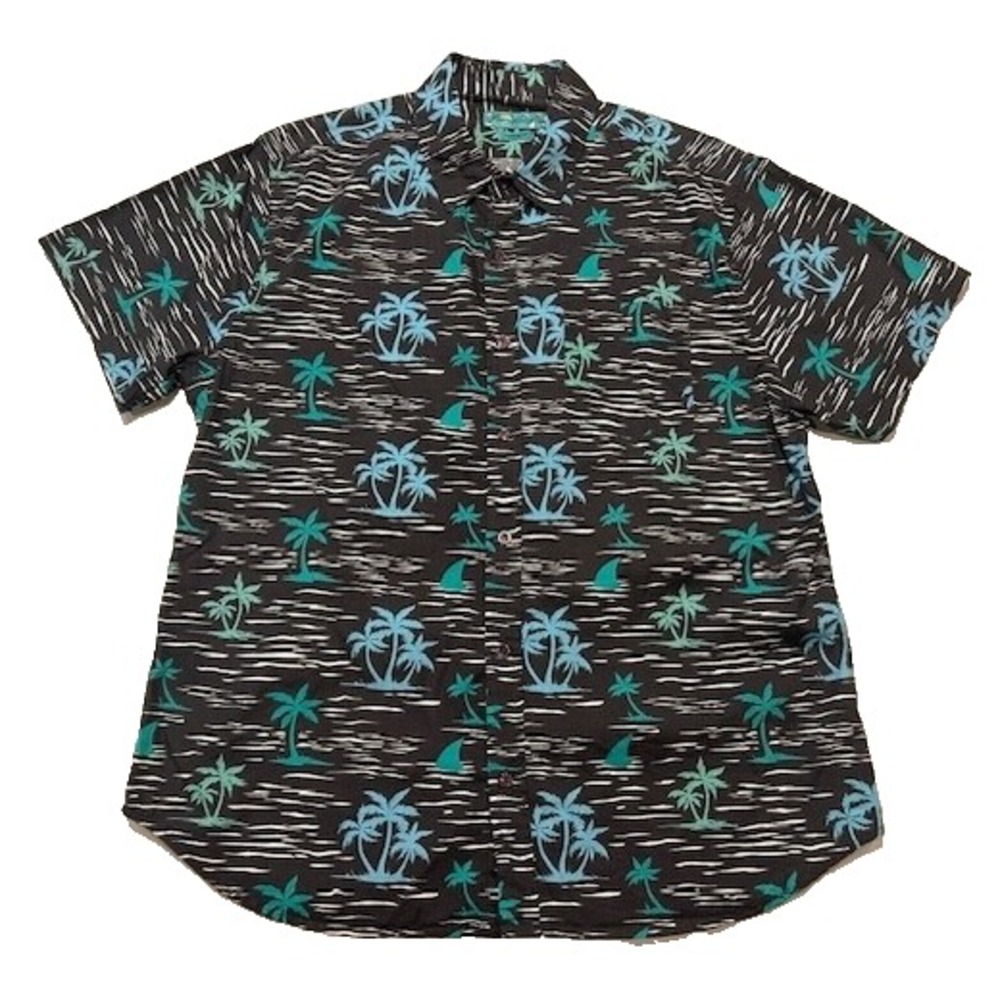 Joe Marlin Men's Hawaiian Palm‎ Trees Tapered Fit Button Down Shirt - Size XL